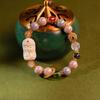 Zhakilam Gray Ceramic Beaded Bracelet - Women's Traditional Chinese Style with Incense Ash Glaze.