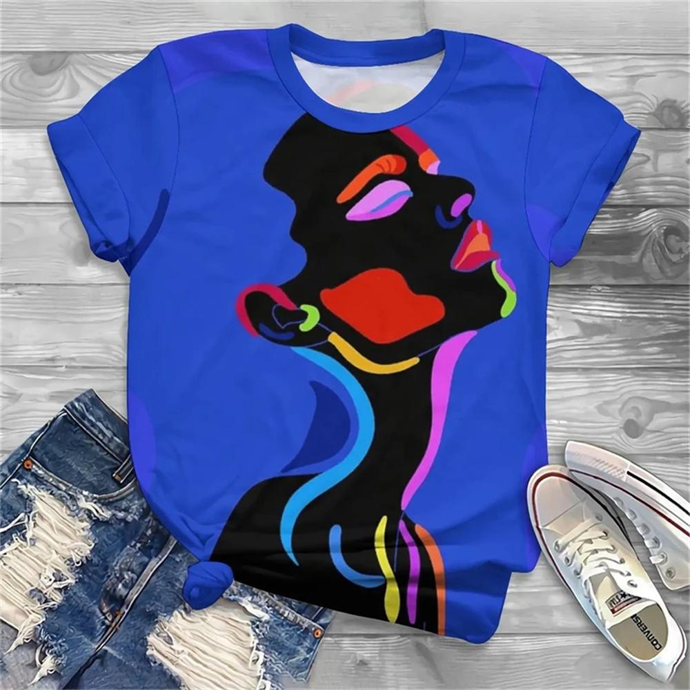 Summer Africa Girl 3D Print T-shirts Women Streetwear Harajuku Casual Fashion Y2k Short Sleeve T Shirt O-neck Tees Tops Clothing