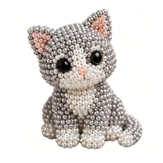 DIY Animal Beading Kit Tiny 3D Beaded Animal Craft Set Cute Animal Bead Art Cat