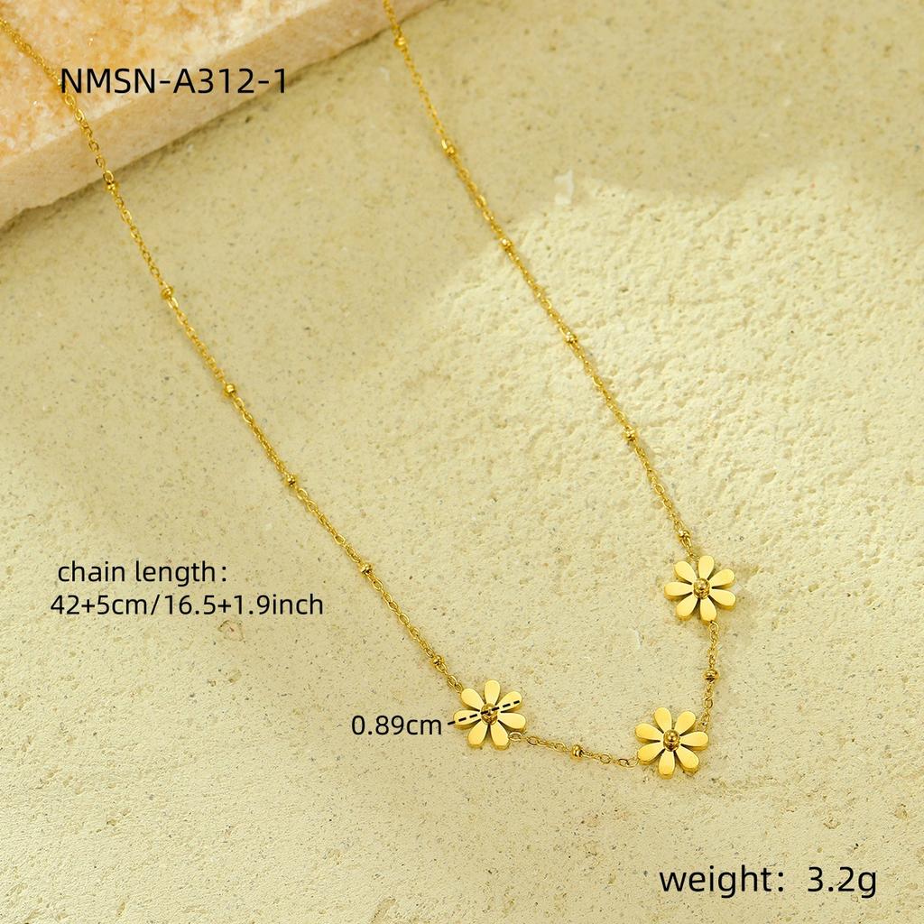 GEMCHIC Women's Dandelion Daisy Flower Necklace Gold Plated Stainless Steel Chain Choker Jewelry for Girls