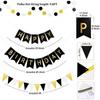 36 Pieces Reusable Birthday Decoration Set - Happy Birthday Banner, Bunting, Beehive Decoration, Ribbons (Confetti Rainbow Party Decoration)