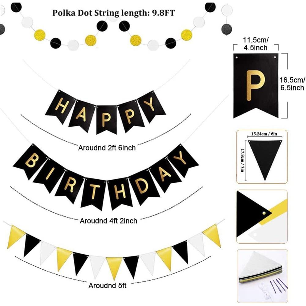 36 Pieces Reusable Birthday Decoration Set - Happy Birthday Banner, Bunting, Beehive Decoration, Ribbons (Confetti Rainbow Party Decoration)