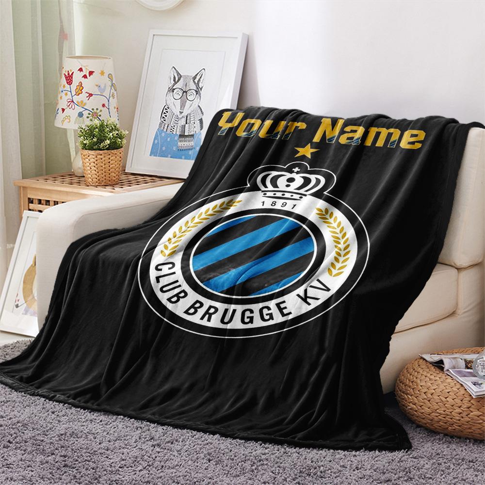 1 Stück Club Brügge Kv Wappen Benutzerdefinierter Name Gemustert Flanelldecke Geeignet für Alle Jahreszeiten Für Heimdekoration Wärme Und Komfort Geschenke Feiertagsgeschenk