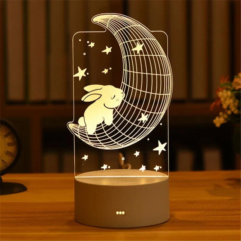 Heart Love Acrylic 3D Night Light USB DIY Kids Bedroom Night Lamp for Valentine's Day Decor Christmas Wedding Cute Gifts 2023