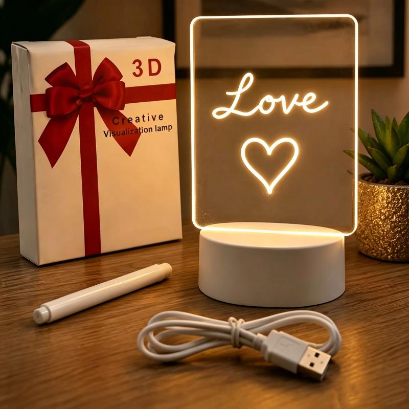 3D Acrylic Led Lamp For Writing Messages Notes And Drawings With Erasable Pen Room Decor Desk Accessory Gift