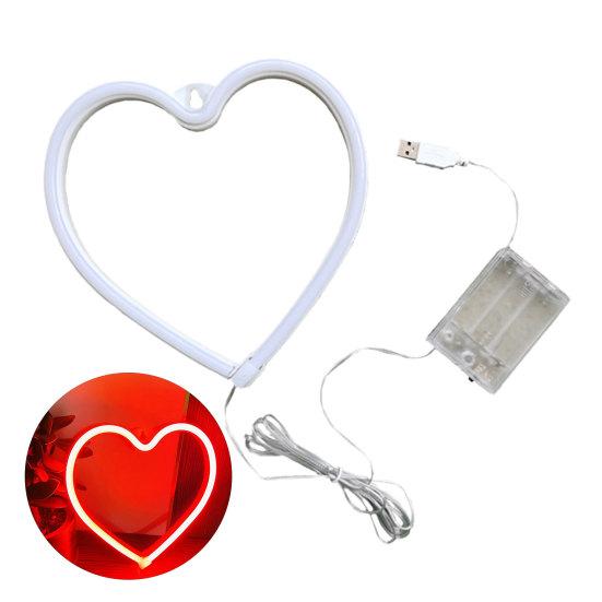 Batterie-/USB-Doppelbetriebenes Flimmerfreies Neon-Schildlicht Valentinstag Wanddeko Herzlampe Partyzubehör