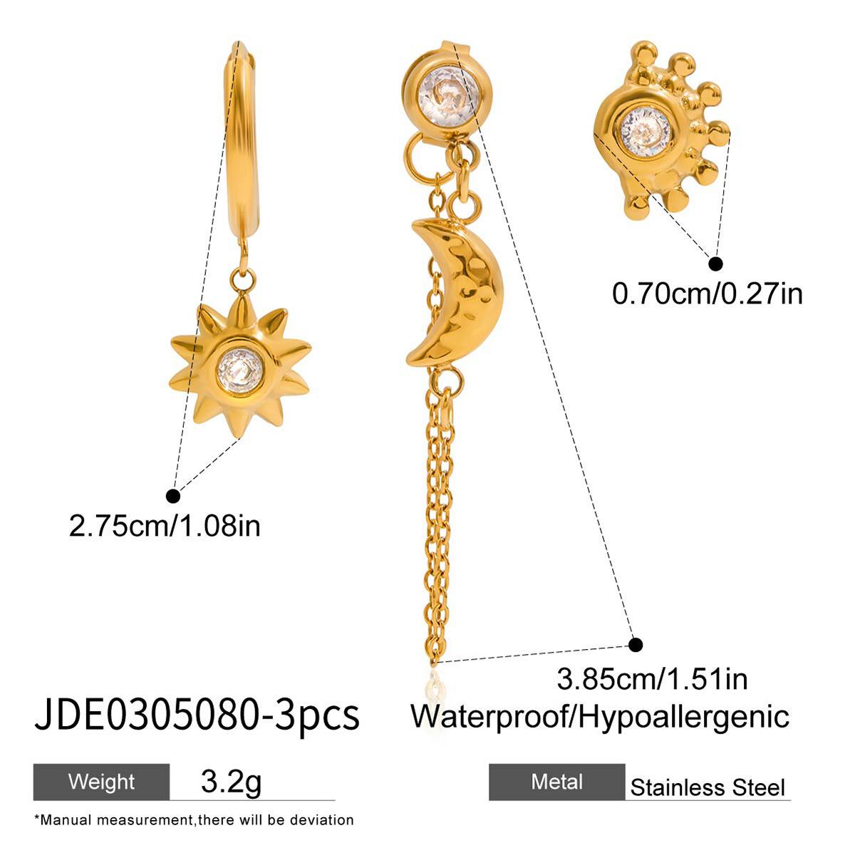 Jiading Stainless Steel Sun Zircon Earrings, Earrings, Non-Fading Earrings, Titanium Steel Jewelry