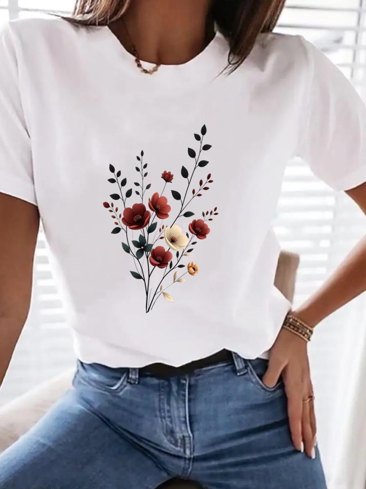 (Asian Size) Tee Top love heart trend 90s Women Clothing T Shirt Woman Print Fashion Female Short Sleeve Graphic T-shirts