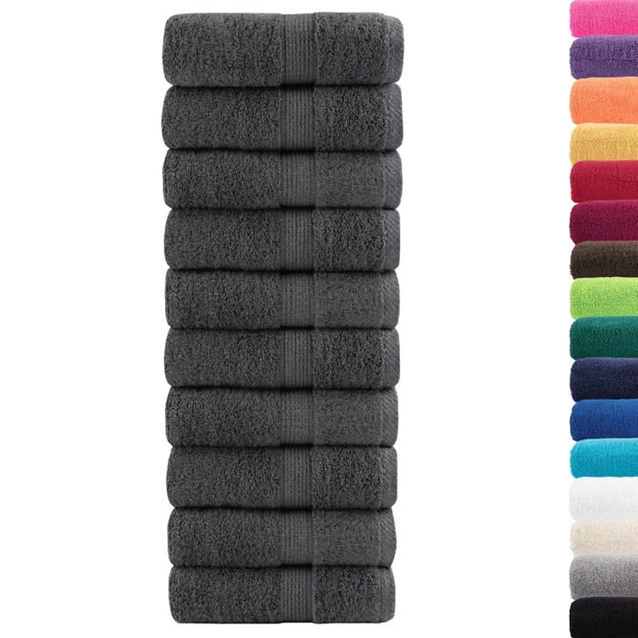 VidaXL Serviettes d'invité de Qualité Supérieure 10 pcs, Draps de Bain, Essuie-mains, Serviette de Visage Salle de Bain 137154