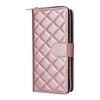 For Samsung Galaxy S22 Ultra 5G Case Rhombus Grid Leather Phone Cover with Zipper Pocket