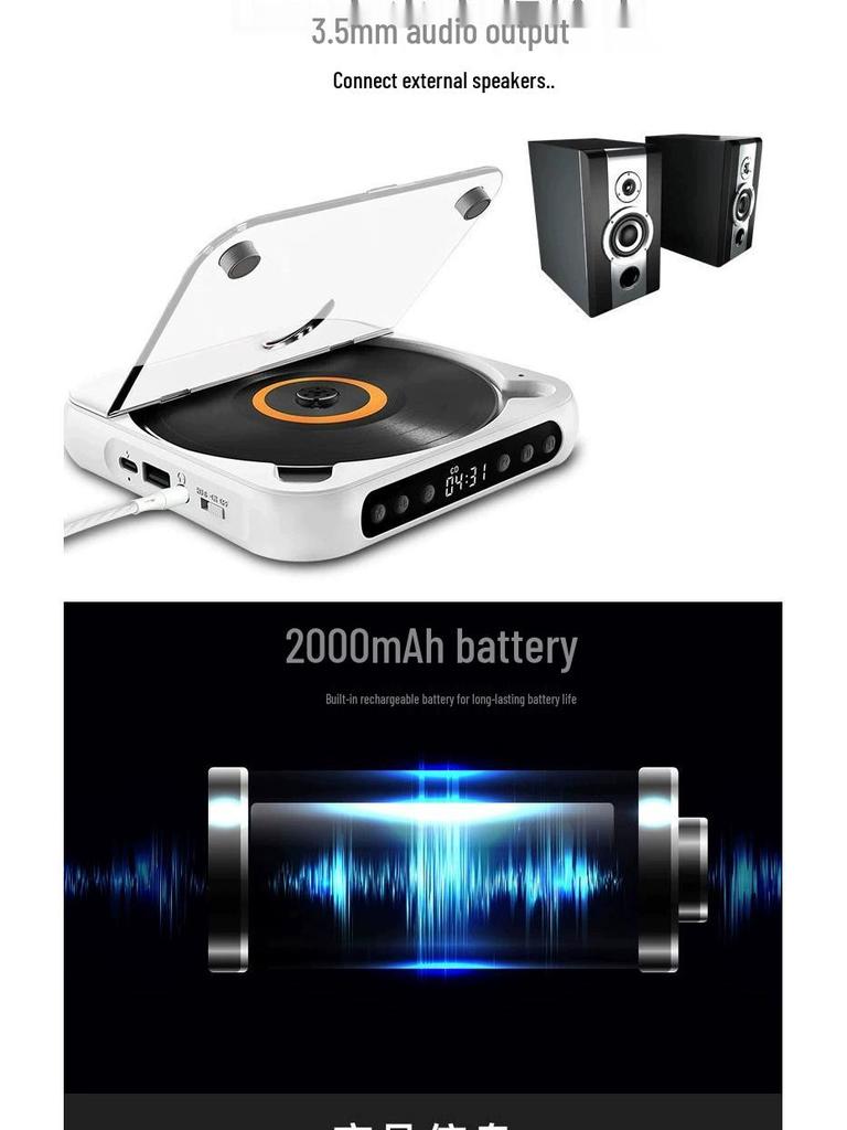 Tragbarer Mini-CD-Player mit Lautsprechern & Englisch-Hörwiederholer