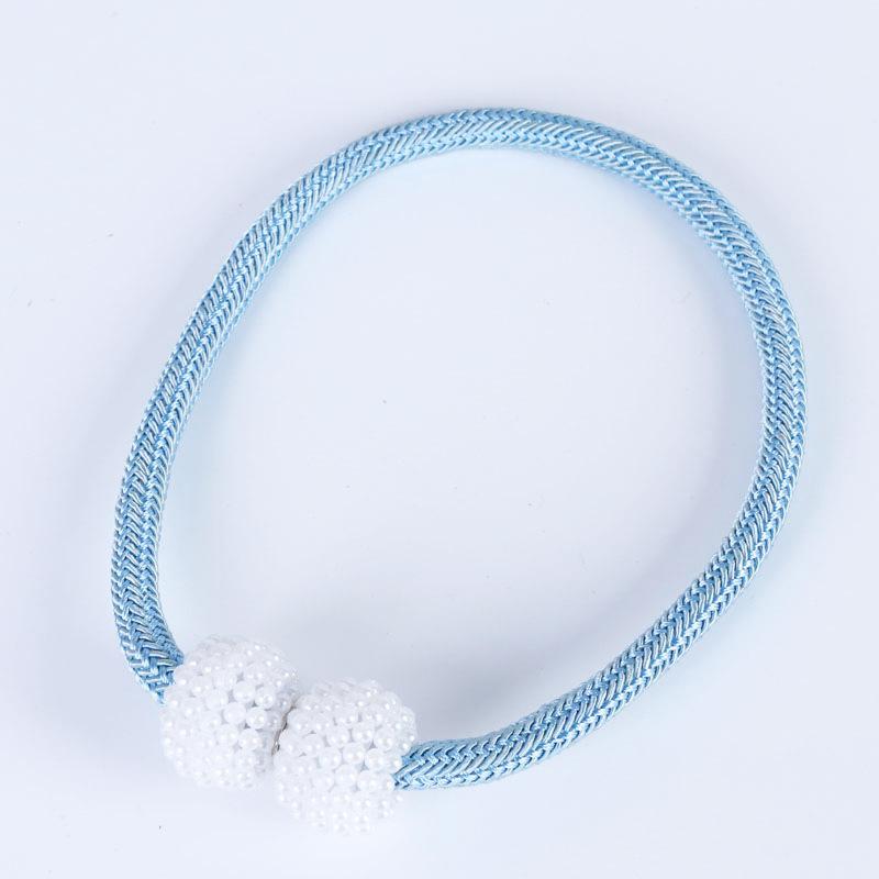 

Home Bedroom Living Room Mini Curtain Buckle Thick Rope Large Pearl Magnetic Buckle 2.5cm Pearl Buckle Curtain Strap Tie Rope синий