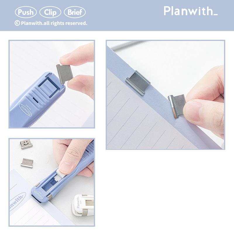 Planwith Push Paper Clip Pusher Set Smile Design Reusable Mini Binder for File Index Office Binding Tools