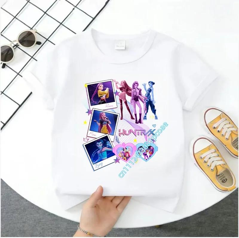 Kpop Demon Hunters Children's T Shirt Short Sleeve Saja Boys Kdis T-shirt Cute Kpop Demon Hunters Harajuku Tshirt for Boys Girls