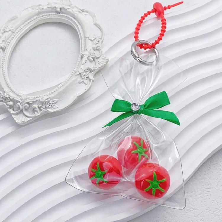 Cute Tomato Leaf Keychain Accessories Fashionable Tomato Keychain Unique Bag Hanging Charm for Backpacks or Handbags