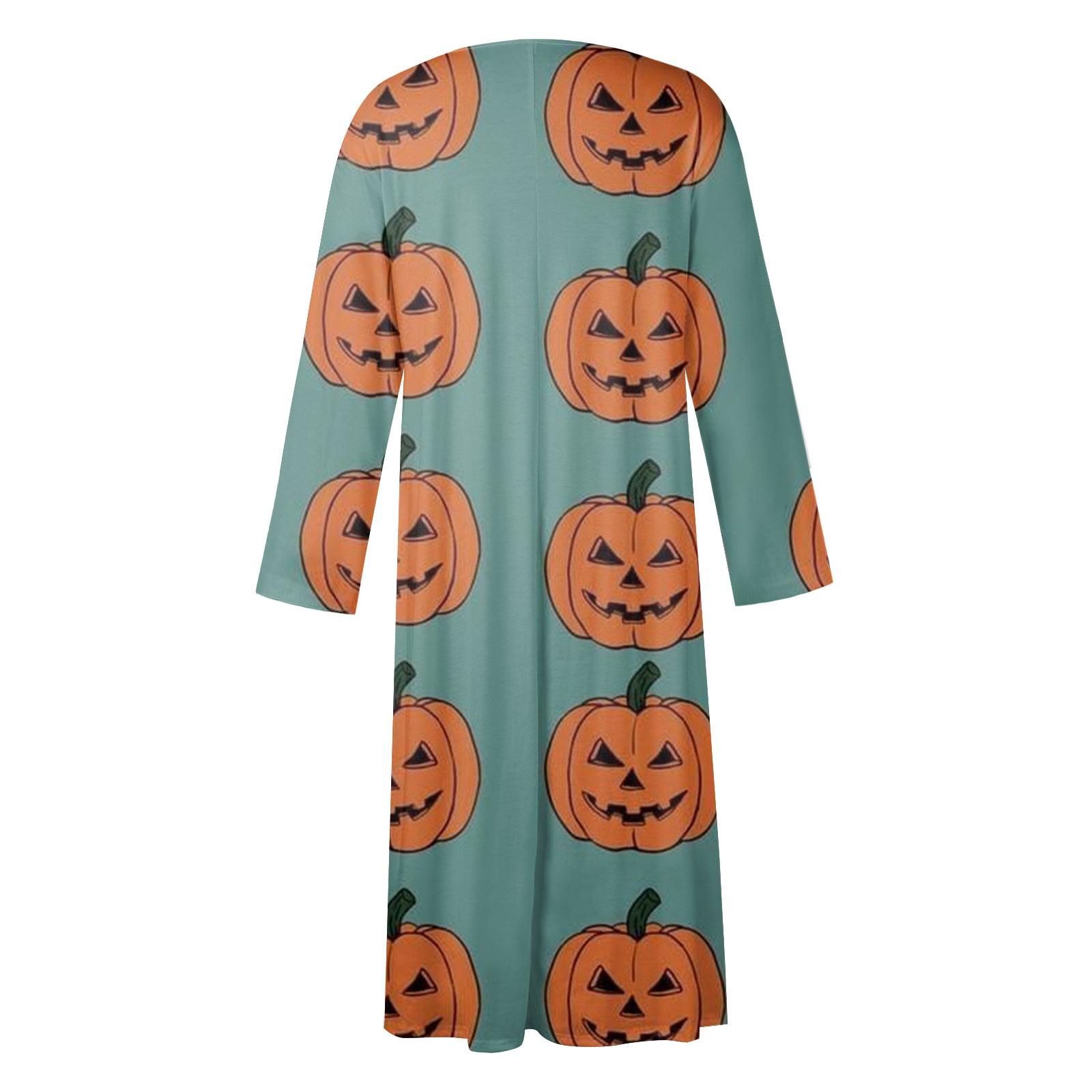 Женское повседневное платье средней длины с круглым вырезом и принтом — фото 5