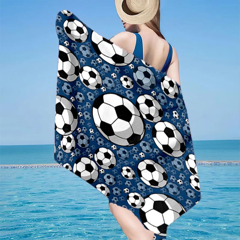 Soccer Ball Pattern Background Beach Towel, Super Soft Microfiber, Gift for Her/Him, Birthday, for Pool, Beach, Travel, Home Decor Fan Gifts