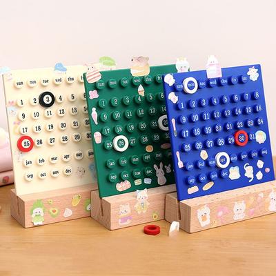 1 Wooden Base Desk Calendar 3 Date Marking Rings Acrylic Ring