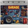 1pc, 2Dflat, Polyester Garage and Car Repair Themed Backdrop, Suitable for Birthday Parties, Studio Decorations, Holiday Banners