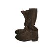 Cowhide version thin pleated piled boots women's boots thick heel retro two wear western boots suede versatile knight boots