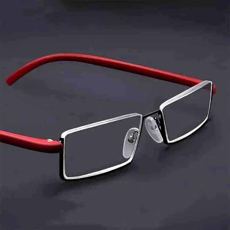 Metal Anti-Blue Light Reading Glasses Men Half Frame Prescription Eyeglasses Male TR90 Eyewear With Case óculos +1.0 to +4.0