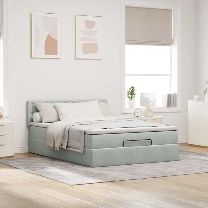 Maison Exclusive - Cadre de lit ottoman et matelas gris clair 140x190 velours