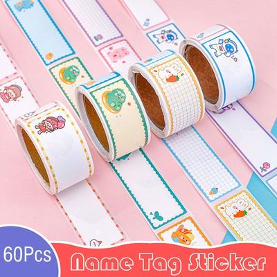 60Pcs/Roll Cartoon Name Sticker Sealing Index Labels Sticker Custom Writable Self-adhesive Name Tag Sticker