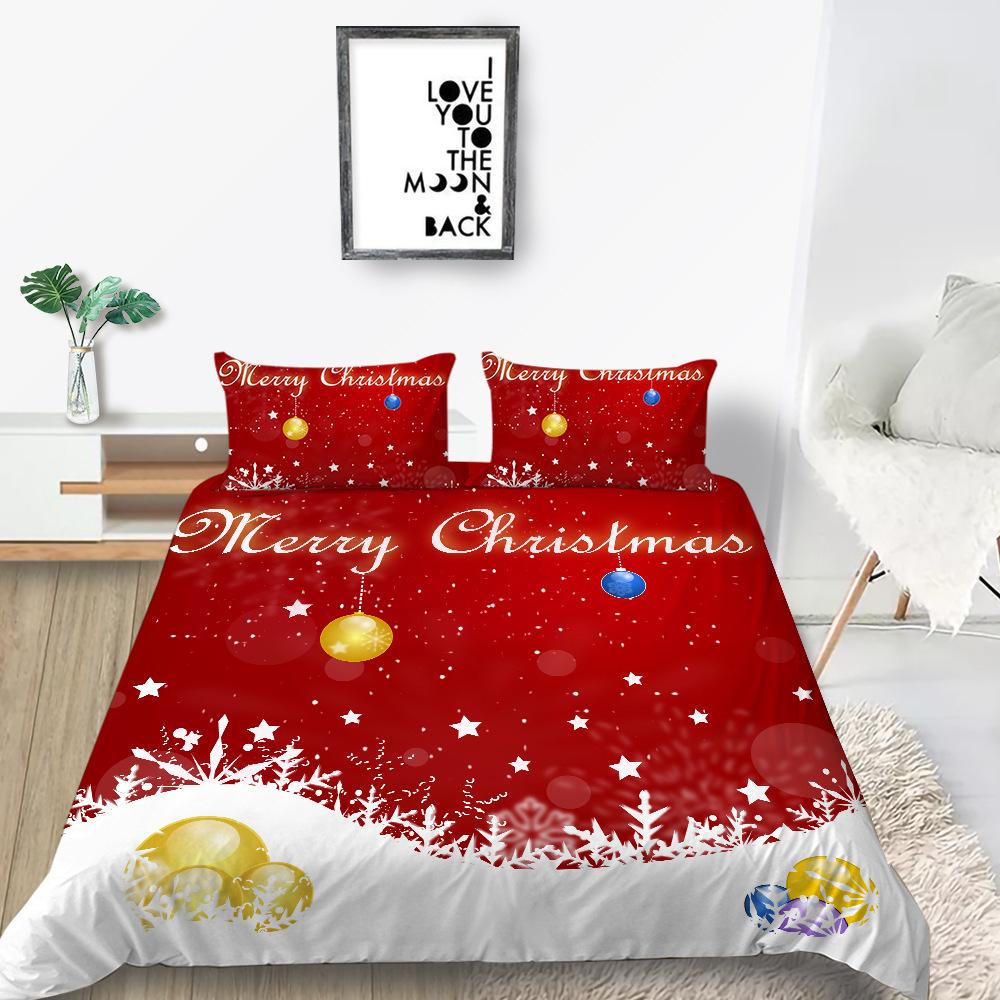 Christmas Gift Quilt Cover Pillowcase Two Or Three-Piece Set Digital Printing Polyester Cartoon Series