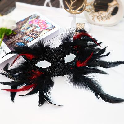 1PC Lantejoulas Design Halloween Estilo Gótico Bola Traje Acessório Máscara de Penas Máscara Veneziana