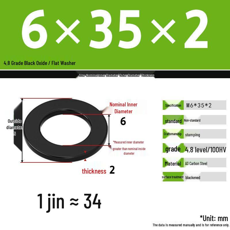 Blackened Enlarged Thickened Metal Washer - M3-M42