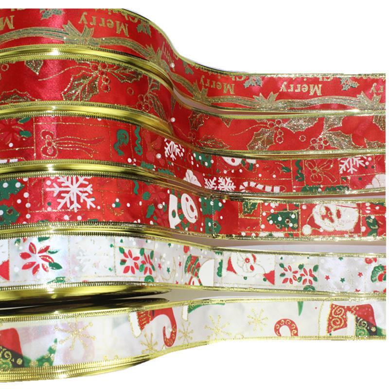 38cm Two Delightful Tone Printed Ribbon For Creative Christmas Tree Hanging Decor