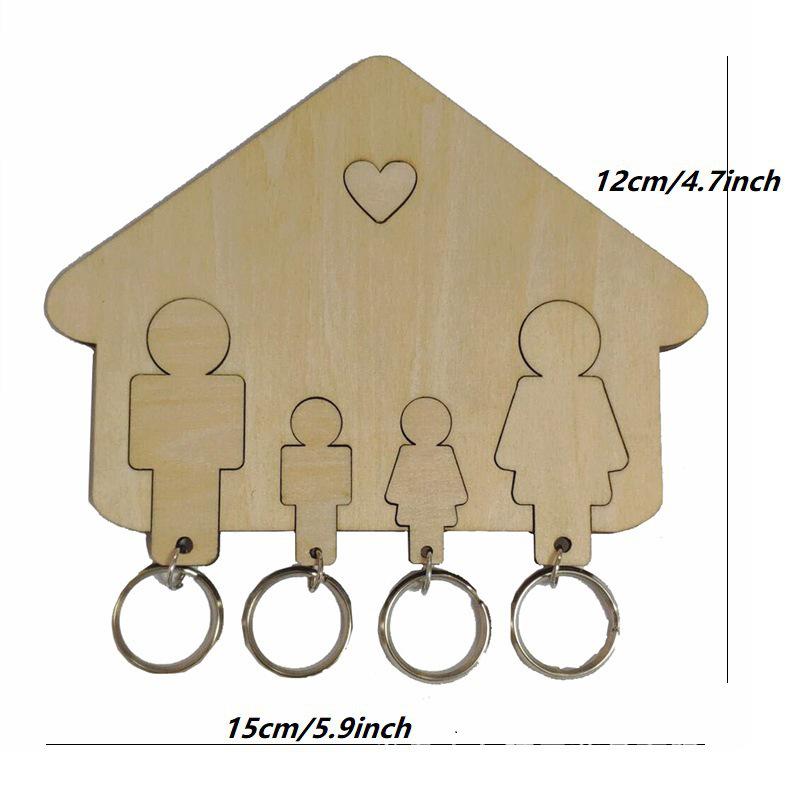 Handmade Wooden Entryway Key Rack for Four, Wall-Mounted Hook
