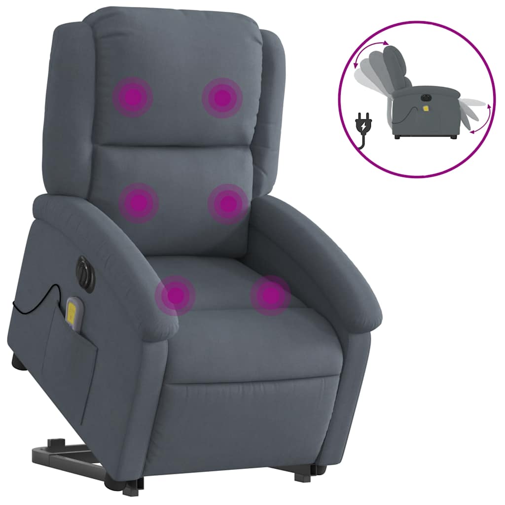 Vidaxl Lift-up Massage Chair, Electric, Reclining, Dark Grey