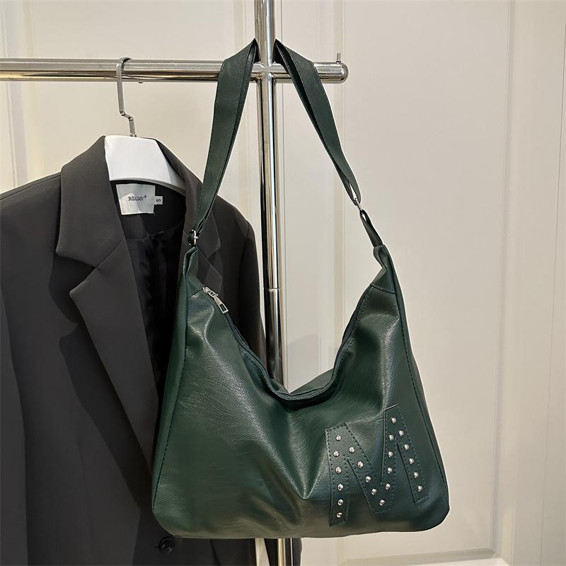 2025 large bag women's trendy Korean version versatile simple large capacity tote bag one-shoulder handbag soft material women's bag crossbody