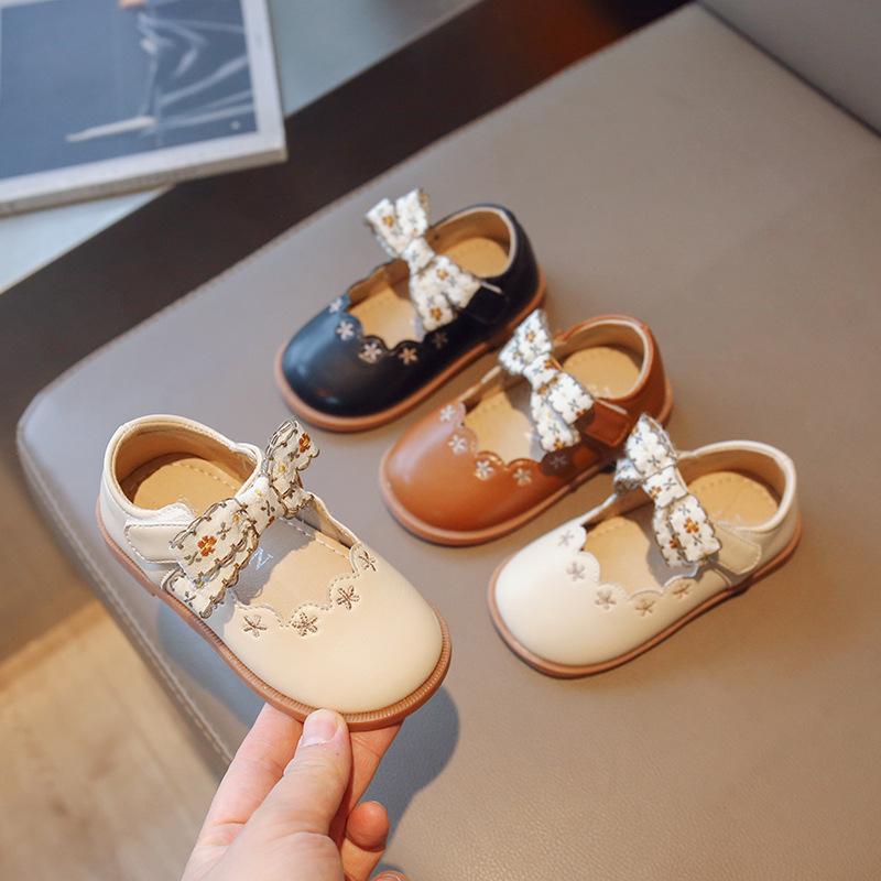 Cute Princess Moccasin Shoes 2024 Spring and Autumn New Soft Sole Bow Breathable Leather Shoes Lace Japanese Style Casual Shoes