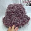 1Pc Retro Women Plush Bucket Hats universal Casual Show Face Warm Hats Autumn and Winter Versatile Multi-purpose Knitted Cap
