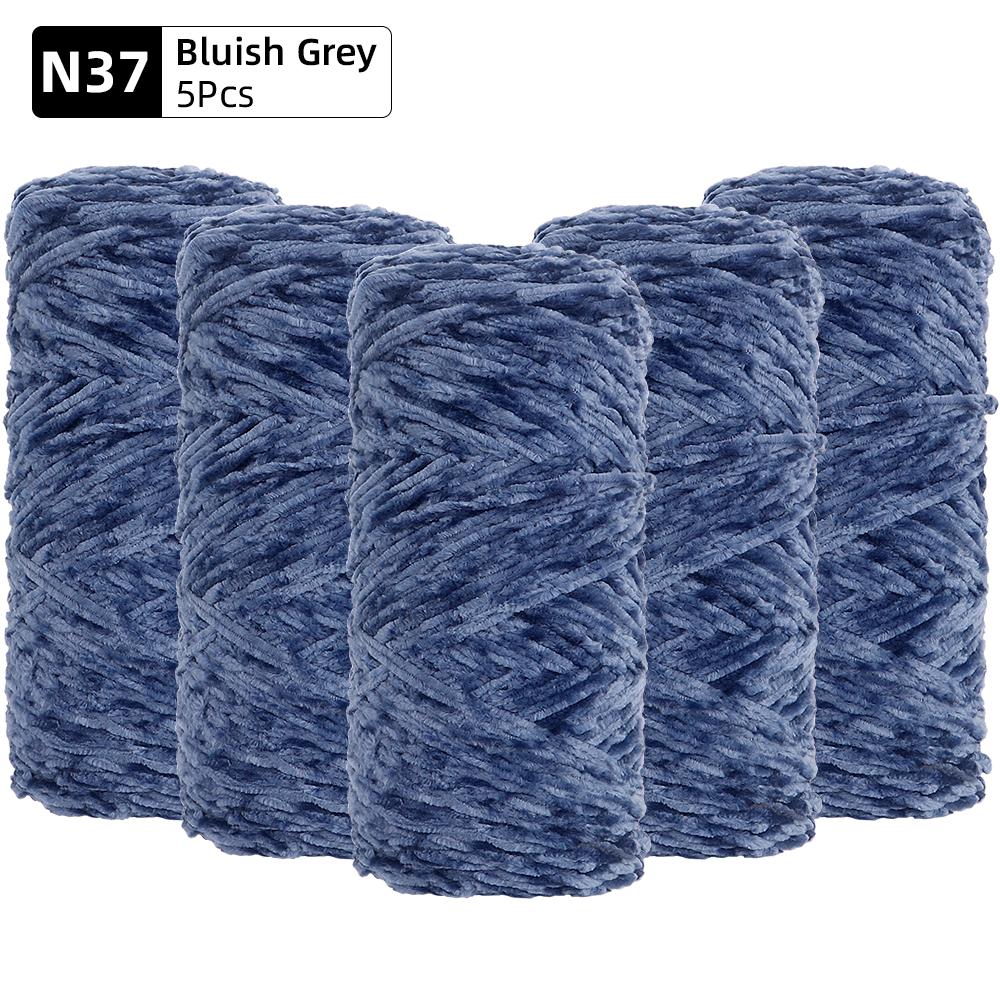 5pcs Soft Polyester Velvet Yarn Set - Luxurious Chenille Yarns, DIY Knitting & Crocheting for Crafts, Hats, Blankets, Scarves