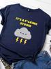 IT'S A STORM Dark Clouds Print Women T Shirt Short Sleeve O Neck Loose Women Tshirt Ladies Tee Shirt Tops Camisetas Mujer
