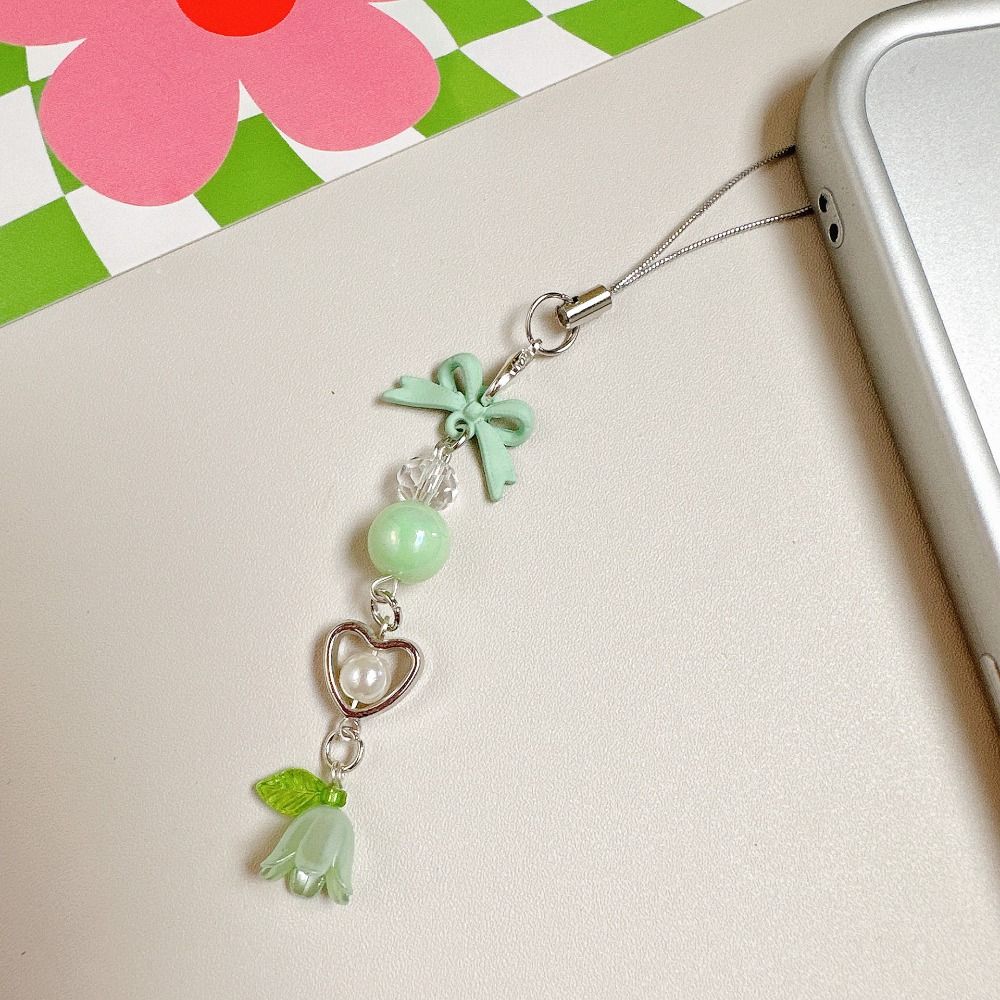 Bow Bead Phone Chain Anti-loss Cell Phone Strap Mobile Accessories Mobile Phone Lanyard  Woman Girl