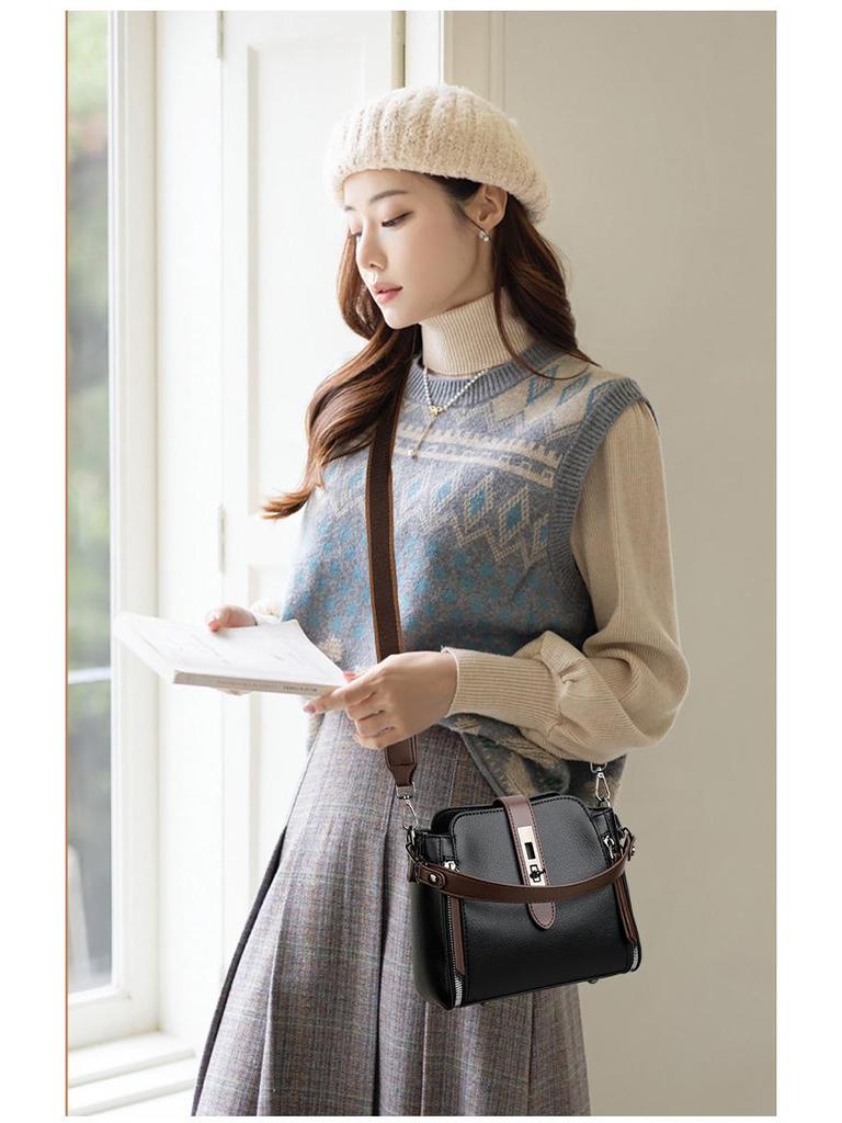 2025 Women's Fashion Bucket Bag: Soft Leather, Crossbody & Shoulder Strap