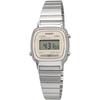 Casio Women's Digital Watch LA670WEA-8A Silver Light Beige Stainless Steel Band