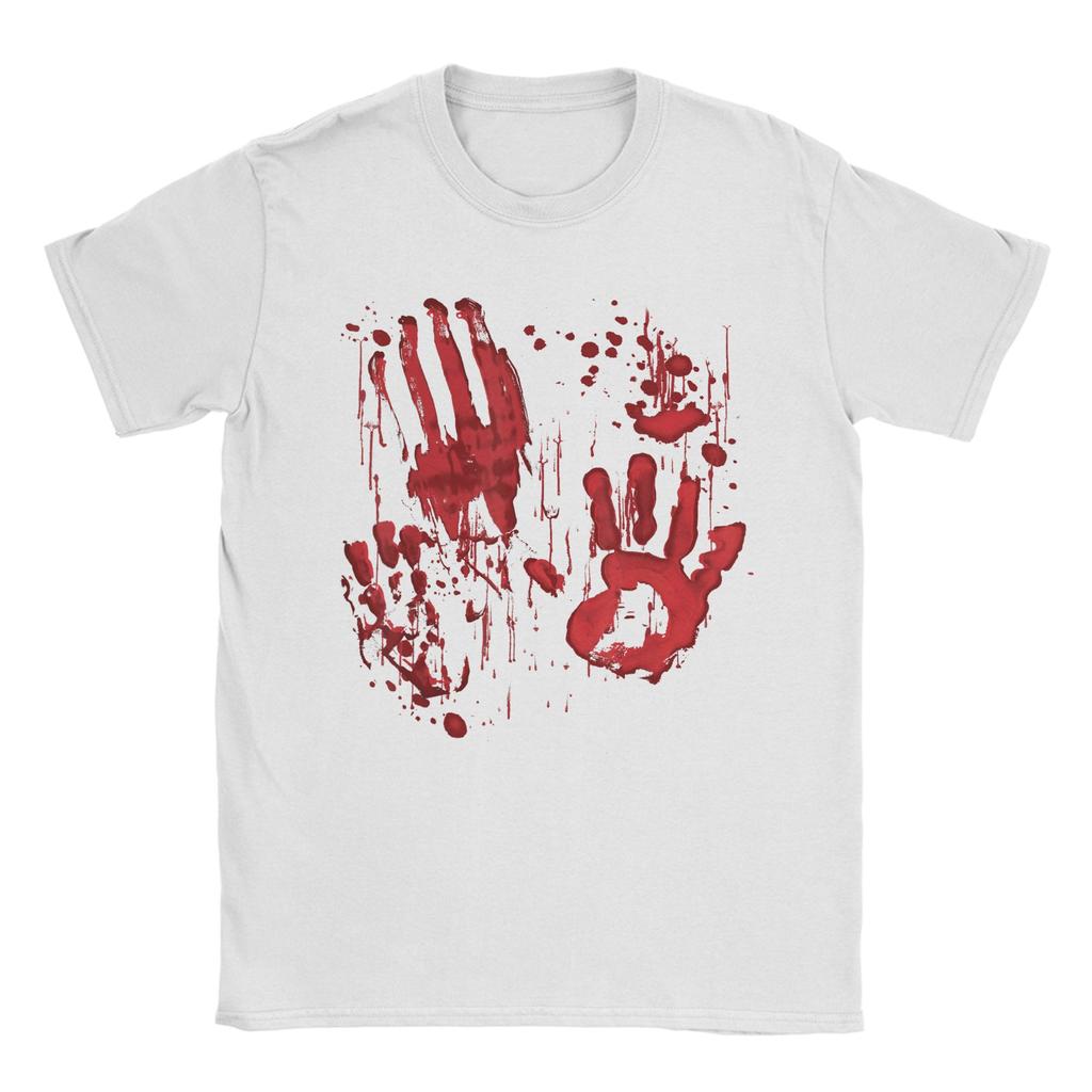 Bloody Hands Blood Splatter Zombie Men T Shirt Handprints Tees Short Sleeve Crew Neck T-Shirts 100% Cotton New Arrival Clothes