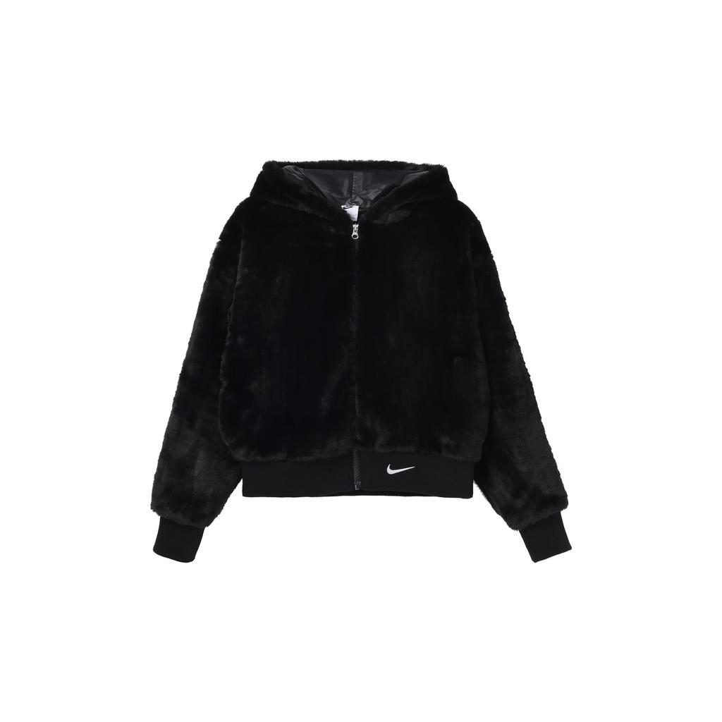Nike Women'ss Sportswear Essential Faux Fur Jacket Asia Sizing Black DD5117-010