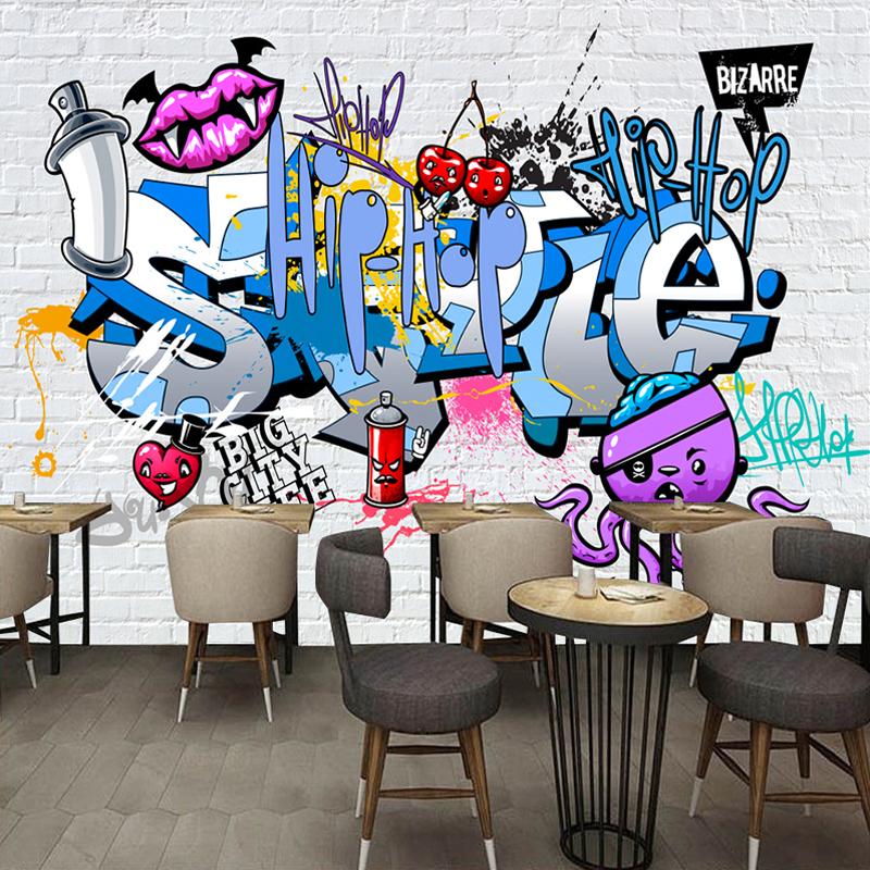 Graffiti Cartoon 3d Mural Street Art Hand Painted Wallpaper Brick Wall Background Decoration Wall Painting