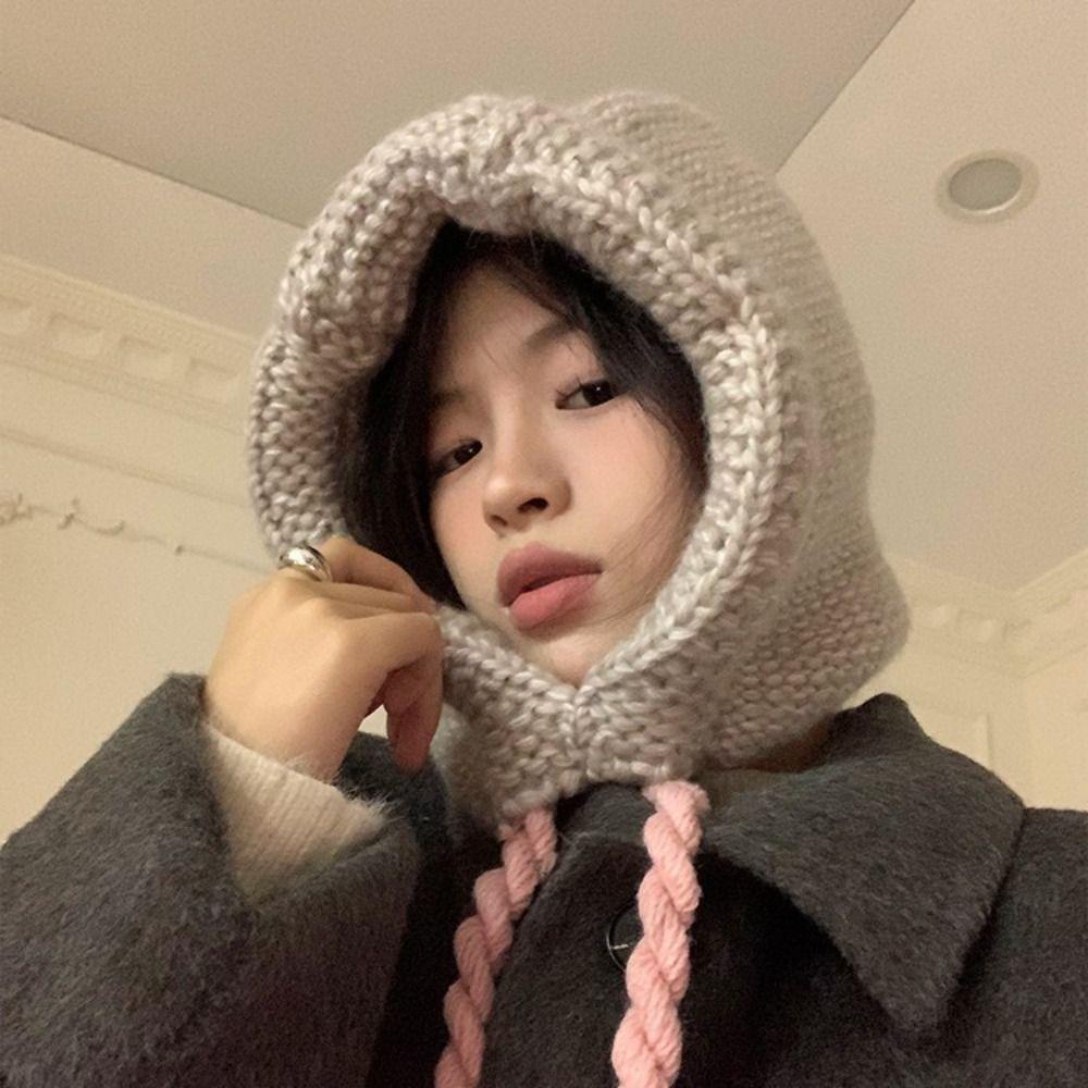 

Keep Warm Balaclava Hat Beanie Knitted Scarf Cap Fashion Ear Protection Pullover Hat Winter/Autumn