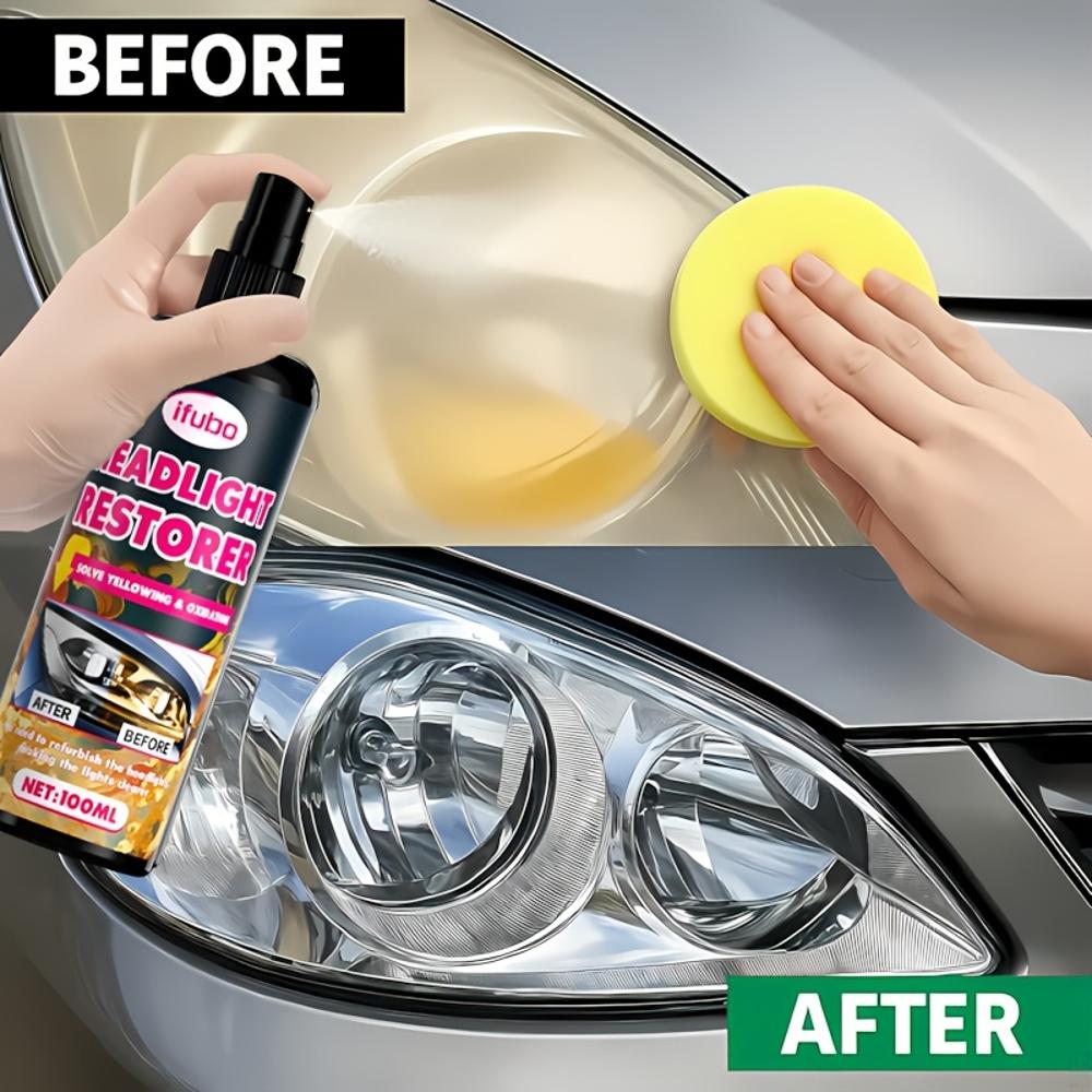 Professional Car Headlight Restoration Kit - Removes Yellow Coating, Enhances Brightness & Scratch Removal with Polishing | PE M
