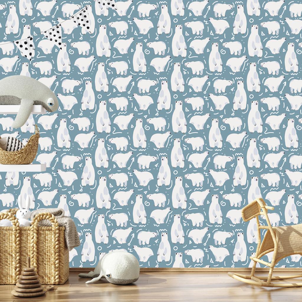 Funny Polar Bears Wallpaper for Living Room and Bedroom 50x1000