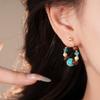 Ethnic Style Faux Turquoise Earrings Water Droped Textured Beaded Earringdrop Ear Jewelry Accessory Irregular Stone