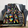 Autism Awareness Quotes Gift Blanket Ultra-Soft for Sofa Couch Office Bed Picnics Four Seasons Universal Digital Print Ideal Picnic Accessory Y47