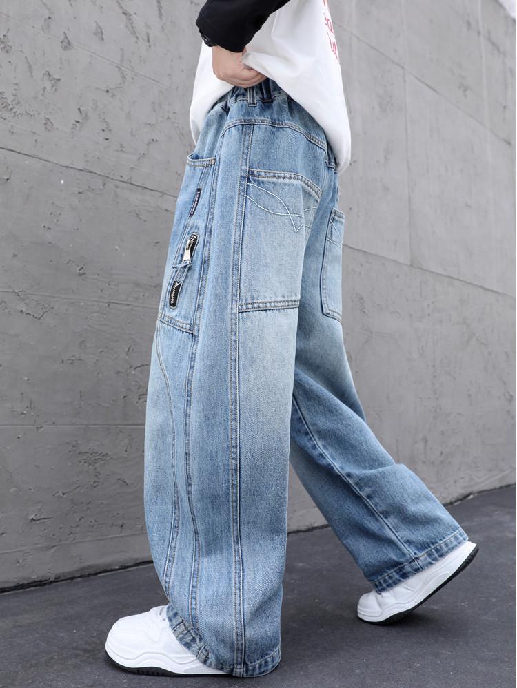 Boys' Spring & Autumn Straight Leg Cargo Jeans - Trendy Cool Style for 2026